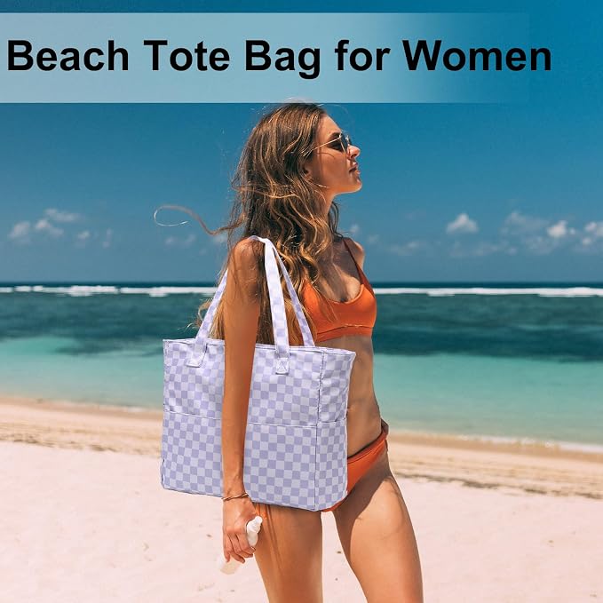 LEDAOU Large Beach Tote Bag Women Waterproof Sandproof Zipper Beach Tote Bag - Image 7