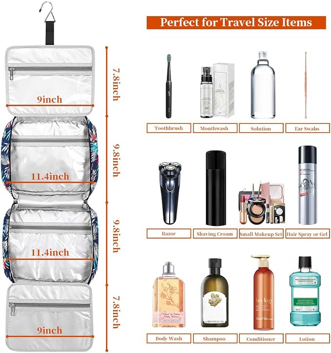 Hanging Travel Toiletry Bag, Large Capacity Cosmetic Travel Toiletry Organizer - Image 4