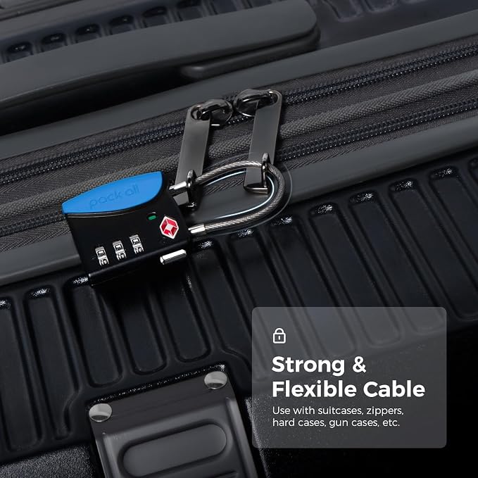 pack all TSA Approved Cable Luggage Locks, 3 Digit Combination Padlocks - Image 3