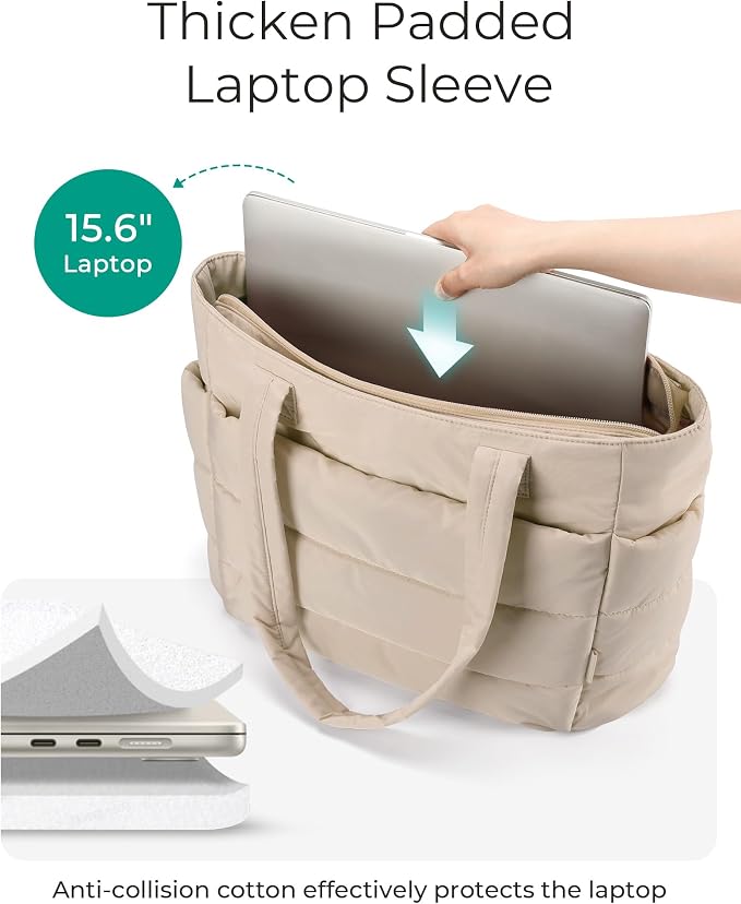 BAGSMART Tote Bag for Women, Lightweight Puffy Tote Bag - Image 4