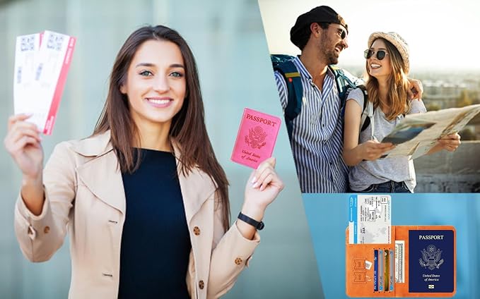 Passport Holder Cover Wallet Travel Essentials RFID Blocking Leather Card Case - Image 5
