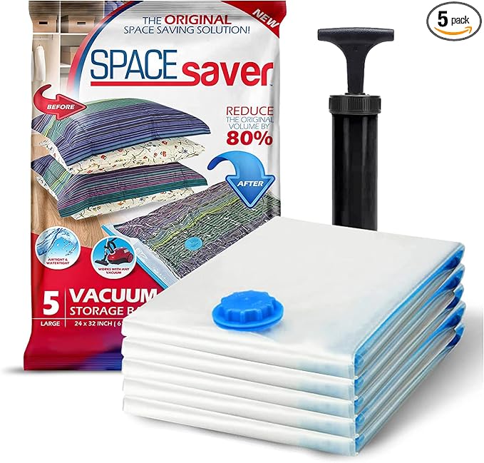 5 Pack Large Vacuum Storage Bags by Spacesaver