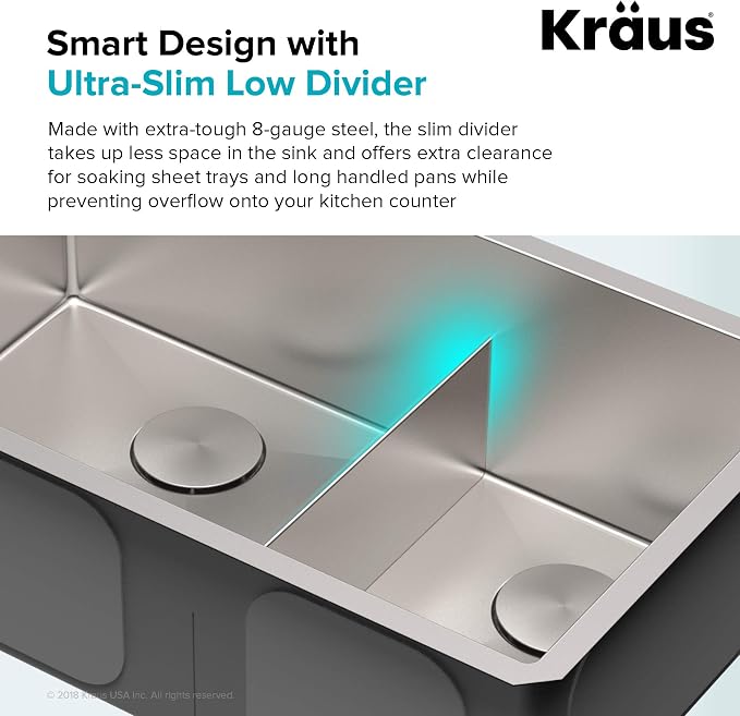 KRAUS Standart PRO™ 32-inch 16 Gauge Undermount 60/40 Double Bowl Stainless - Image 4
