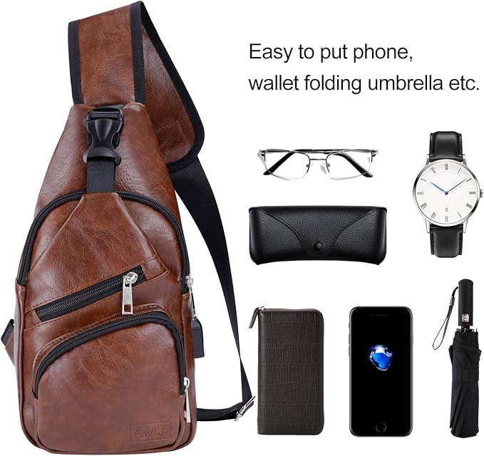 AMJ Crossbody Sling Bag Men Women, Casual Shoulder Backpack, Chest Daypack - Image 6