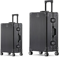 Metal All Aluminum Carry-on Luggage TSA Customs Lock Zipperless Silent Rotary by XZSP+AISU