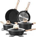 12 Pcs Pots and Pans Set, Nonstick Cookware Sets Black Granite Induction by SODAY