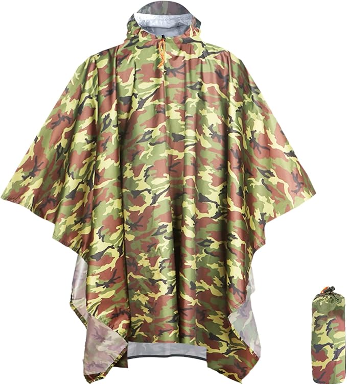 ANYOO Hooded Rain Poncho for Adults Waterproof Lightweight Rain Coat for Men by Anyoo