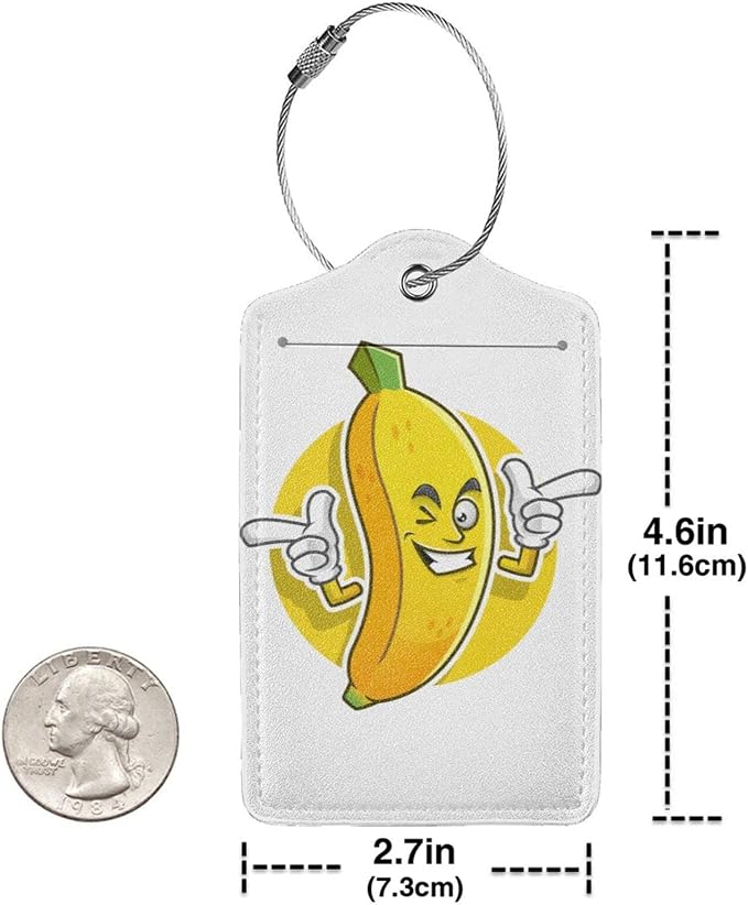 2 Packs Cute Banana Pattern Leather Luggage Tags Novelty Funny Cartoon Suitcase - Image 4