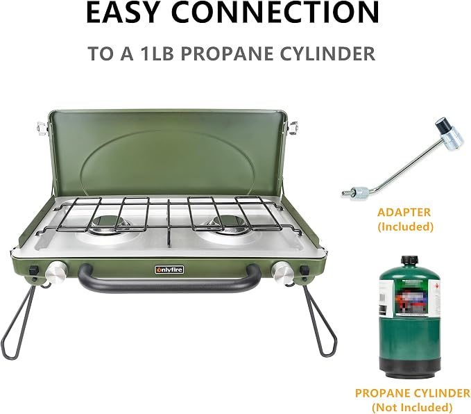ONLYFIRE Portable Camping Stove 2-Burner, Propane Camp Stove - Image 3