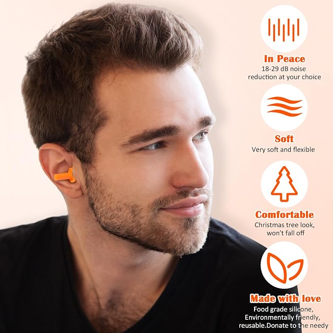 TrelaCo 100 Pairs Ear Plugs Bulk, NRR 29dB Reusable Silicone Ear Plugs - Image 3