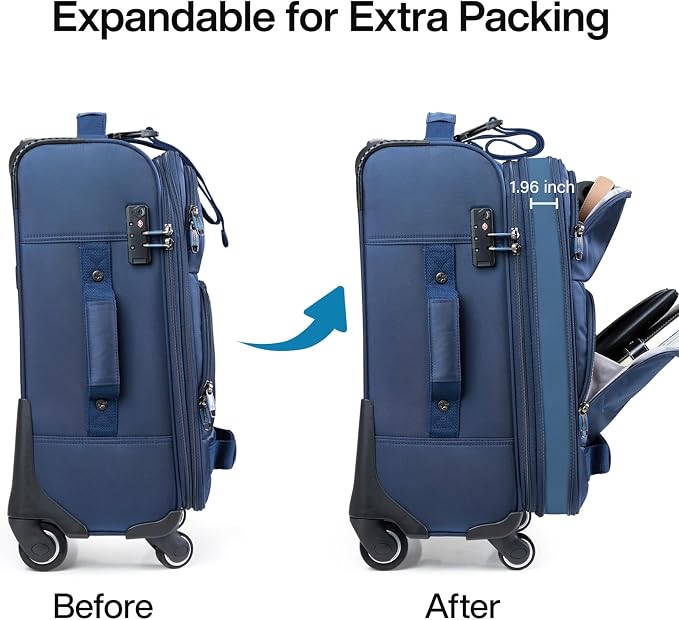 Hanke 3 Piece luggage Sets Softside Expandable luggage - Image 2