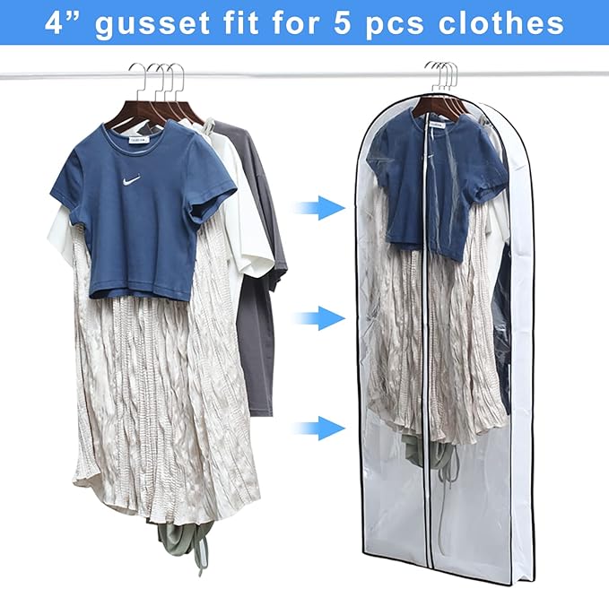 Hanging Clothes Storage with 4" Gusseted Garment Covers - Image 3
