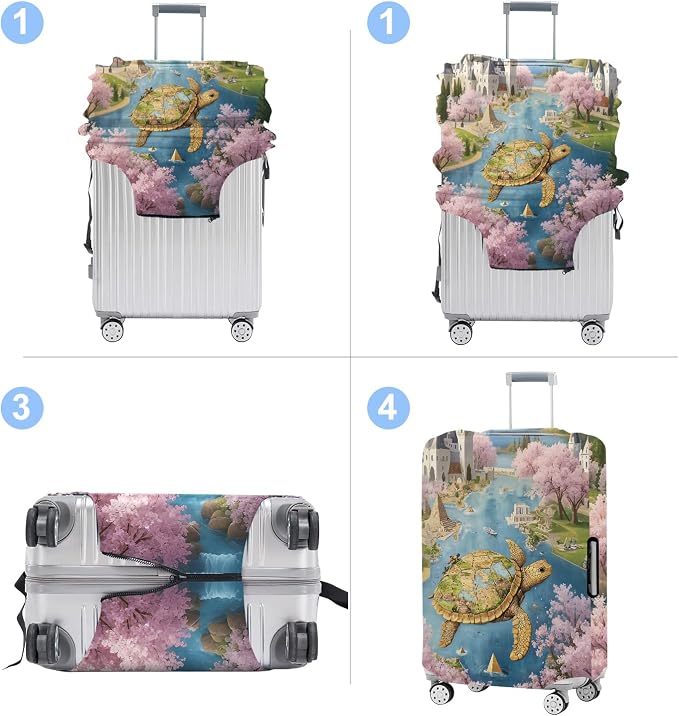 Turtle Luggage Cover Washable Suitcase Protector Anti-Scratch, Stretchable Fit - Image 4