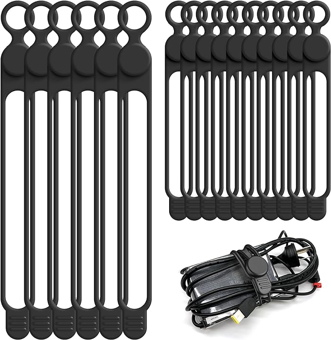 Nearockle Silicone Cable Ties Cord Organizer by ELECTRONICSORGANIZATION