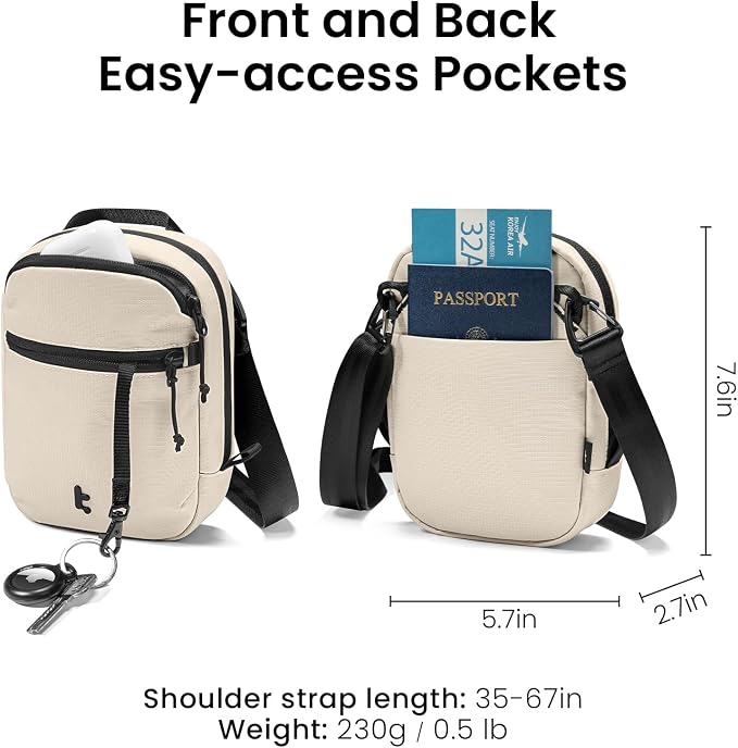 tomtoc Aviator-T37 Travel Crossbody RFID Blocking Bag, Holds 4-6 Passports - Image 6