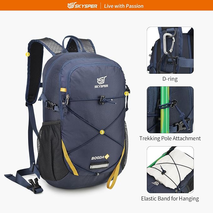 SKYSPER Small Hiking Daypack, 20L Lightweight Travel Backpacks Day Hike Pack - Image 6
