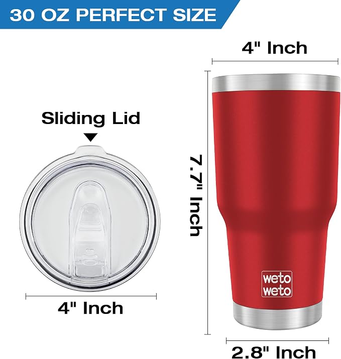 WETOWETO 30oz Tumbler, Stainless Steel Vacuum Insulated Water Coffee Tumbler Cup - Image 3