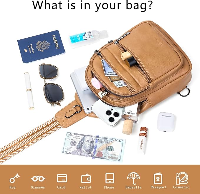 Sling Bag for Women Cross Body Purse Fanny Pack Sling Backpack Vegan Leather - Image 7