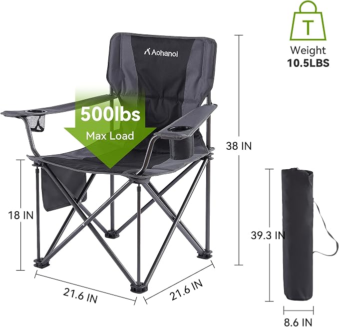 Oversized XL Camping Chairs for Adults, Padded Folding Camp Chair - Image 3