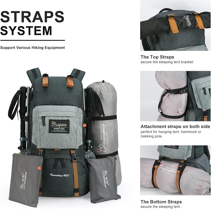 MOUNTAINTOP 40L Hiking Backpack Lightweight Travel Backpack - Image 5