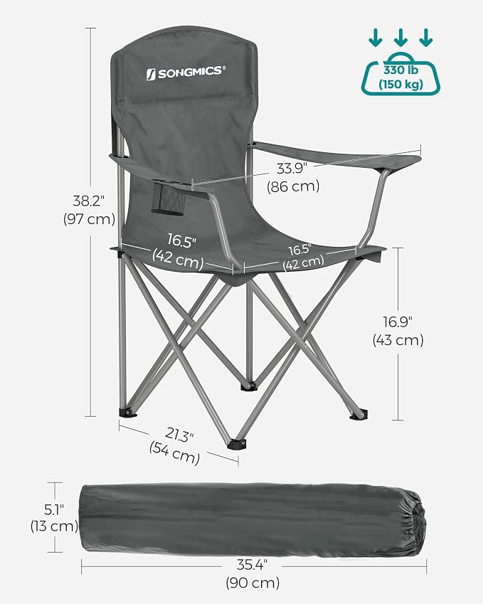 SONGMICS 2 Pack Folding Camping Chairs, Load 330 lb, Cup Holder and High - Image 3