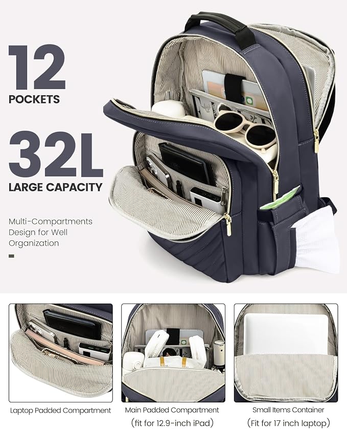 LOVEVOOK Laptop Backpack for Women, 17 Inch Large Capacity Travel Computer Work - Image 2