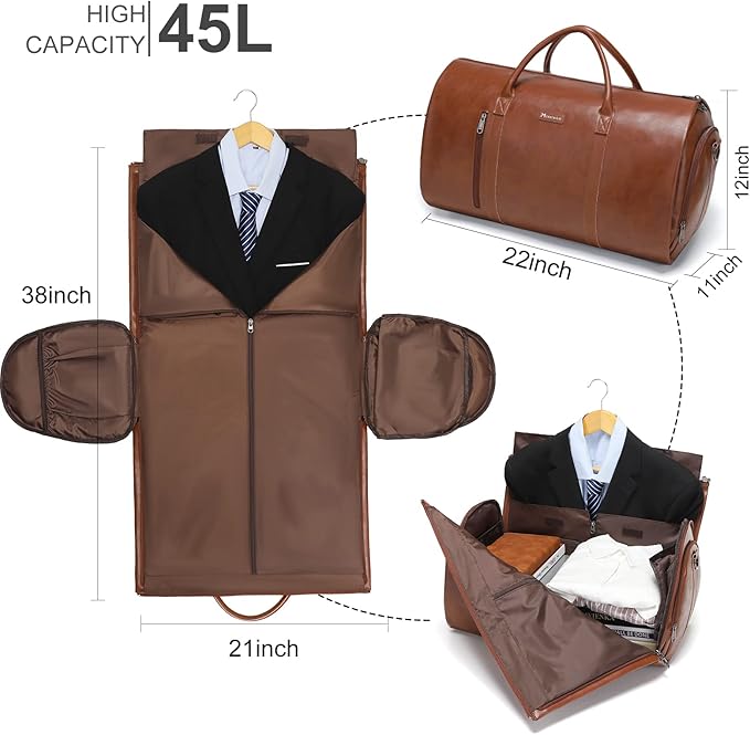 Leather Garment Bag for Travel, Modoker Carry On Travel Bag - Image 2