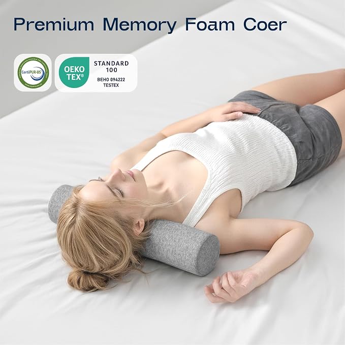 Neck Roll Pillow, Memory Foam Neck Support Pillows, Round Neck Pillows - Image 4