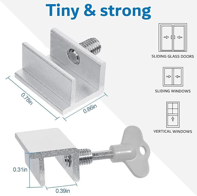8 Sets Sliding Window Locks for Up and Down Windows, Adjustable Aluminum Window - Image 2