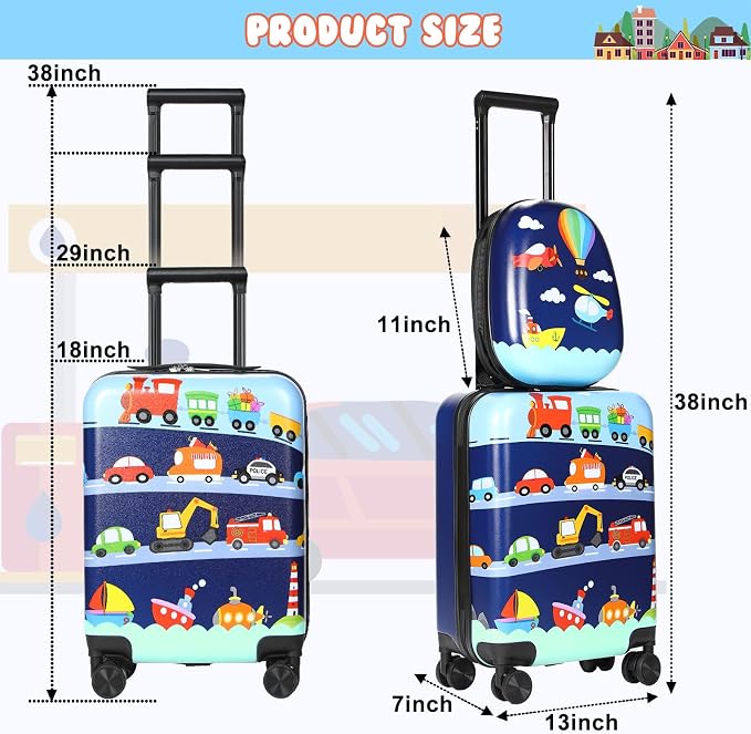 Weewooday Kids Luggage and Backpack 18" Suitcase - Image 3