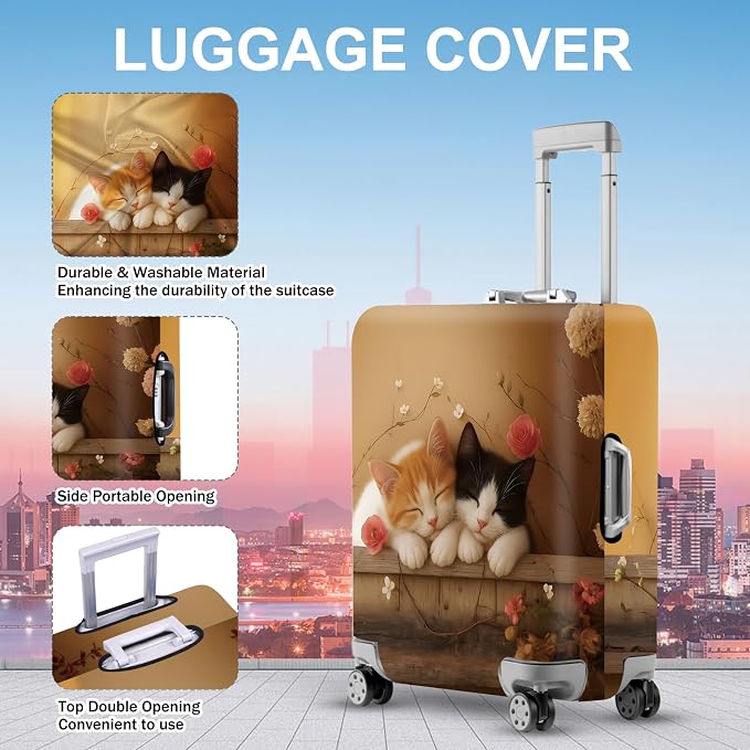 ANNA QUEEN Sleeping Cats Luggage Cover, Adorable Kitten Design - Image 3