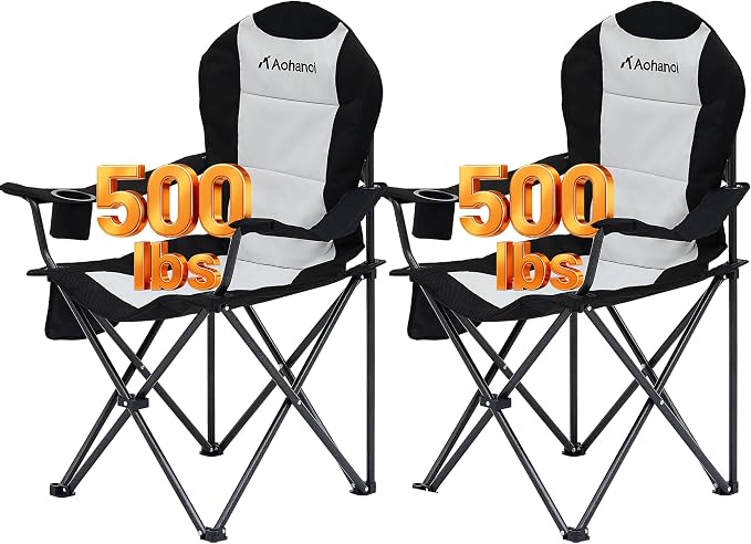 Camping Chairs for Heavy People, Folding Chairs for Outside Outdoor Folding by Aohanoi