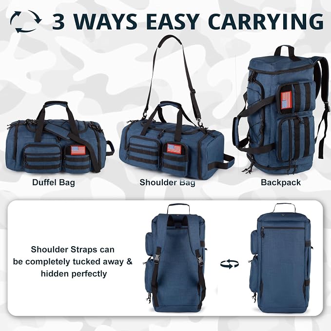 Tactical Gym Bag for Men，50L Large 3 in 1 Sports Duffle Bag - Image 5