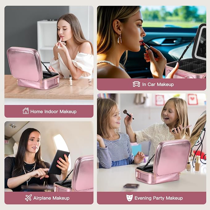 Travel Makeup Bag with LED Mirror, Cosmetic Bags - Image 9