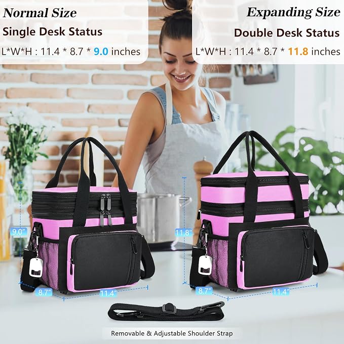 Insulated Lunch Bag Women | Large Adult Lunch Box | Double-Layer Reusable Lunch - Image 5