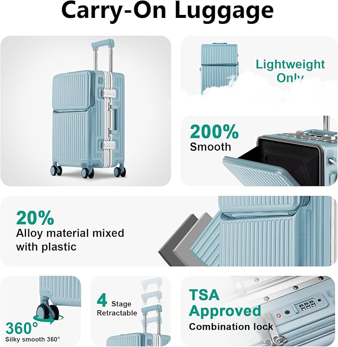 Hard Shell Luggage 20 Inch Travel Luggage, Carry-On Luggage Spinner TSA - Image 3