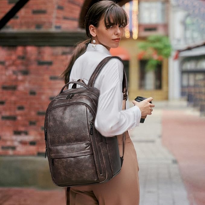 30L Business Laptop Backpack for Women Men, Travel Work Backpack Purse Faux - Image 8