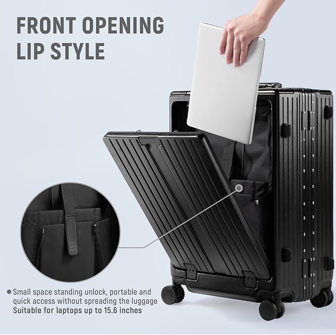 UrbanExplorer 24 Inch Check-In Aluminum Frame Luggage, ABS+PC Hard Shell - Image 3