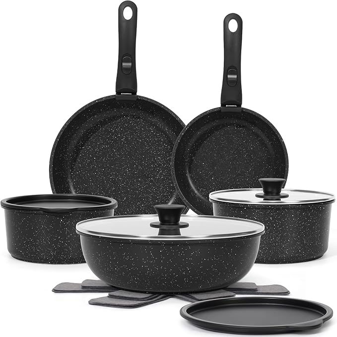 15Pcs Pots and Pans Set Non Stick, Cookware Sets by SODAY