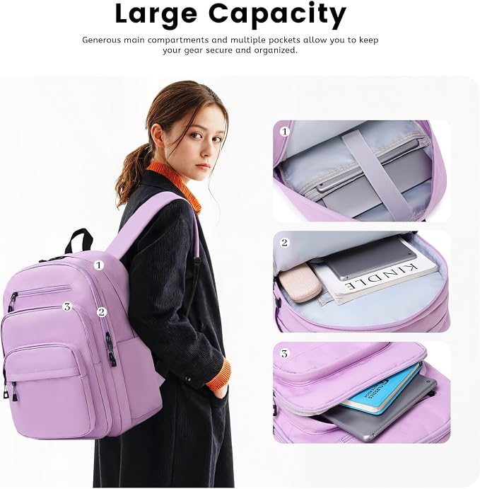 Lanola Basic Multi-Pocket Multipurpose Backpack Classical Water Resistant - Image 3
