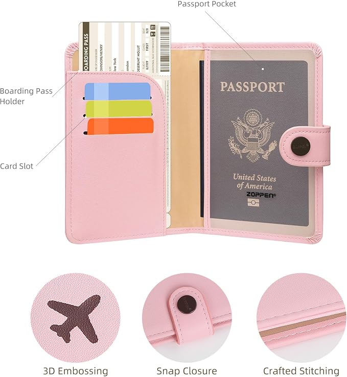 ZOPPEN Passport Holder Women, Passport Cover Travel Wallet Rfid Blocking - Image 3