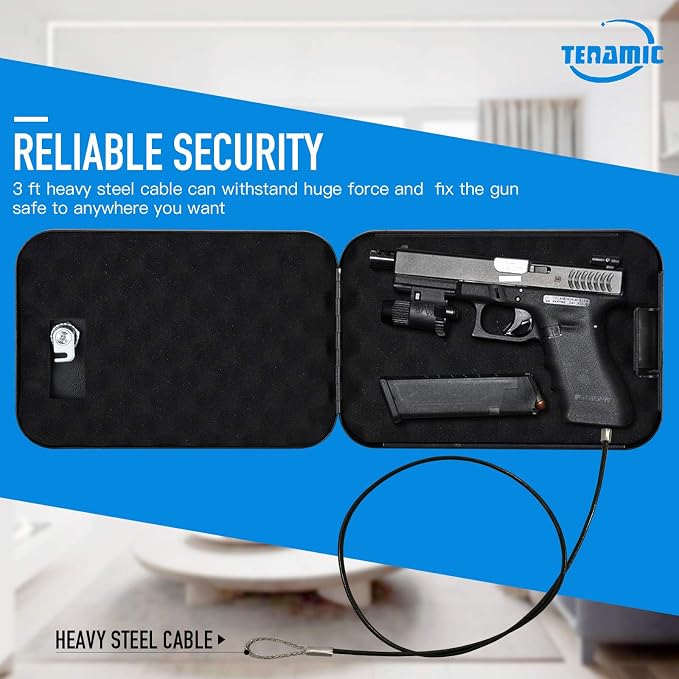 Tenamic Pistol Safe, Portable Travel Gun Safe, Solid Steel Handgun Lock Box - Image 3
