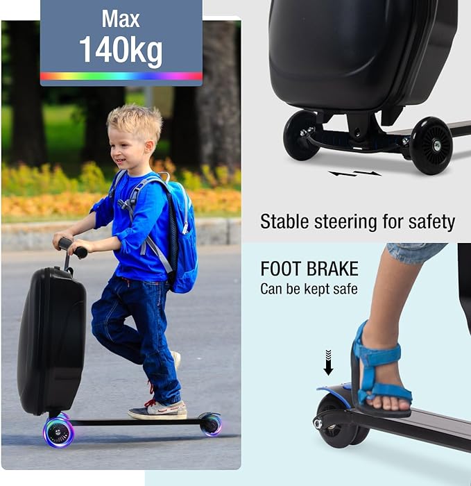 20" Scooter Suitcase for Kids, 2-in-1 Ride On Luggage - Image 3