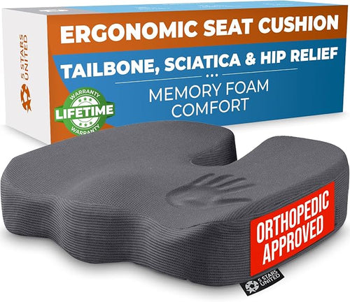 5 STARS UNITED Seat Cushion for Tailbone Pain Relief – Memory Foam Cushion for by 5STARSUNITED