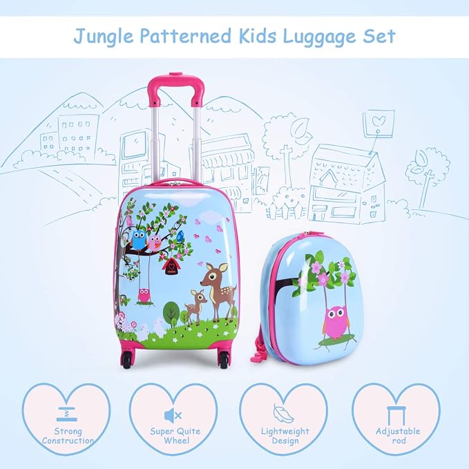 HONEY JOY Kids Luggage, 12” Travel Backpack & 16” Hard Shell Toddler Suitcase - Image 8