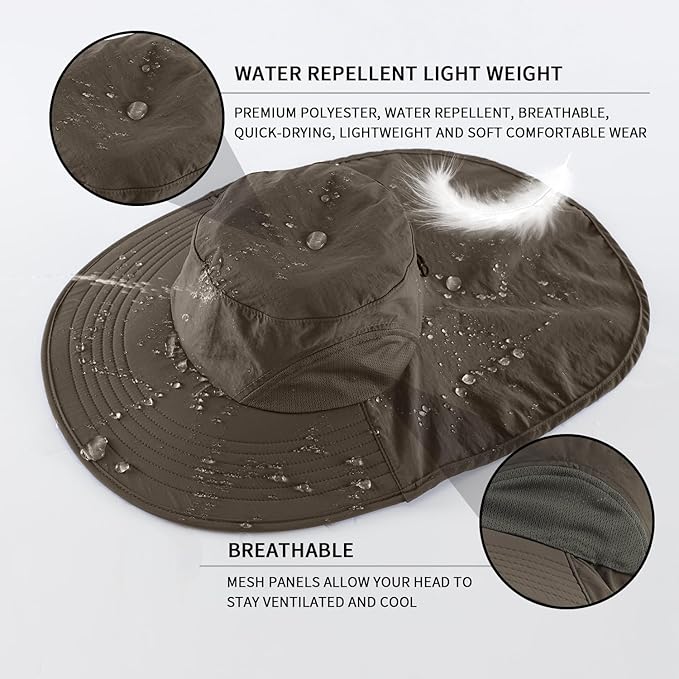 Home Prefer Outdoor UPF50+ Sun Hat Wide Brim Mesh Fishing Hat - Image 3