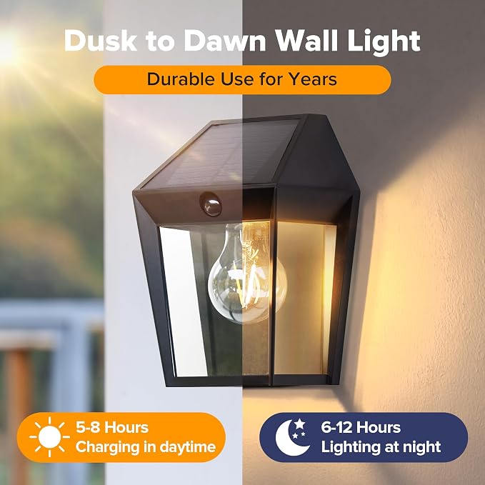 LUTEC Solar Wall Lights Outdoor, Solar Wall Lanterns - Image 2