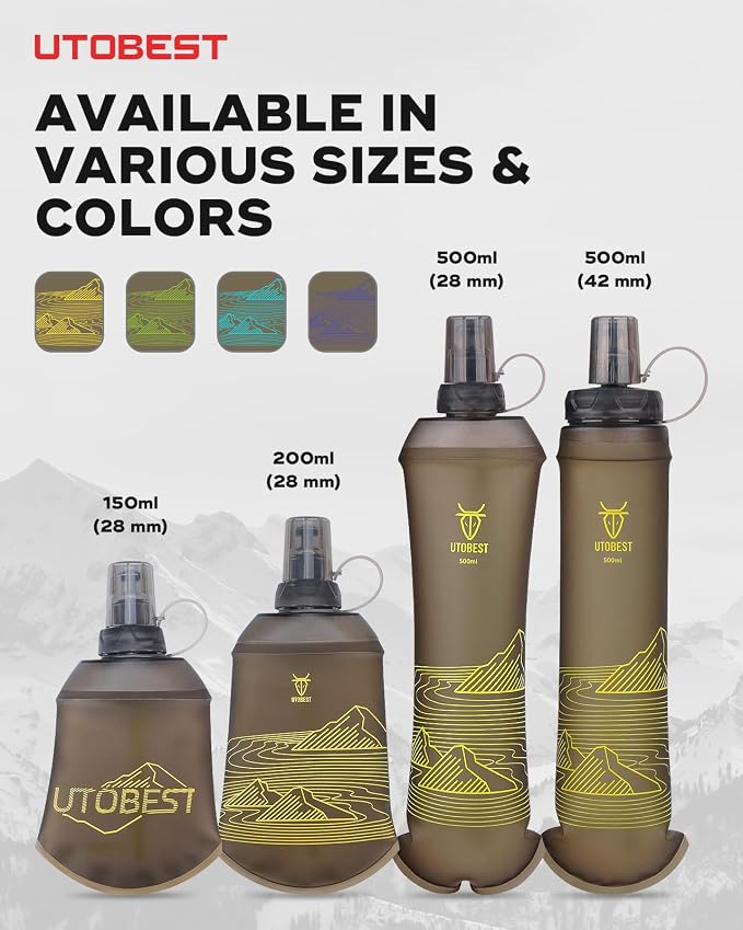 UTOBEST 150ml Soft Flask, 2 Pack Flexible TPU Hydration Water Bottle, - Image 6