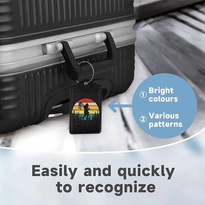 2 Pack Luggage Tag for Suitcase, Bigfoot American Flag Leather Bag Tags - Image 4