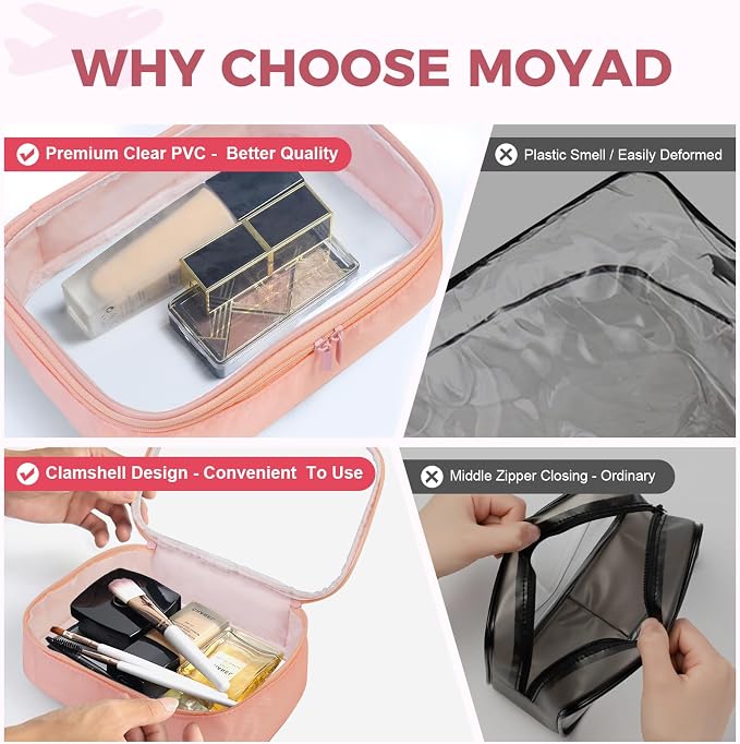 Moyad TSA Approved Clear Toiletry Bag, 3 Pack Quart Size 3-1-1 Liquids Pouch - Image 5